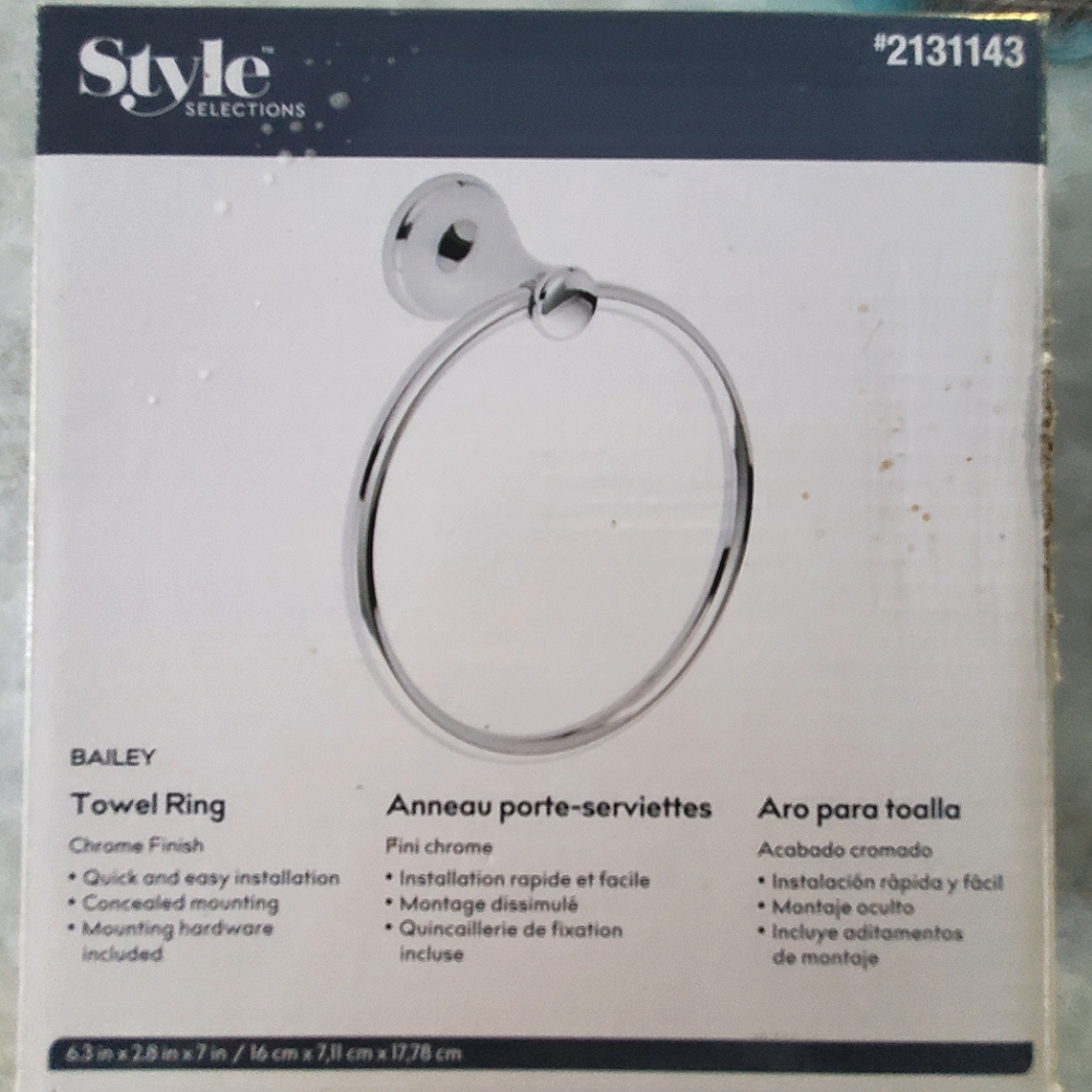Style Selections Bailey Chrome Towel Ring